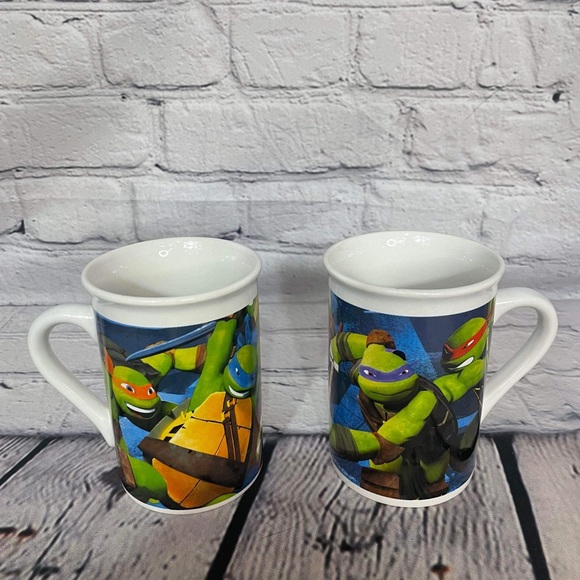 2014 2 Teenage Mutant Ninja Turtles Tmnt Mug Set Ceramic Coffee cocoa 10 oz - Picture 4 of 5